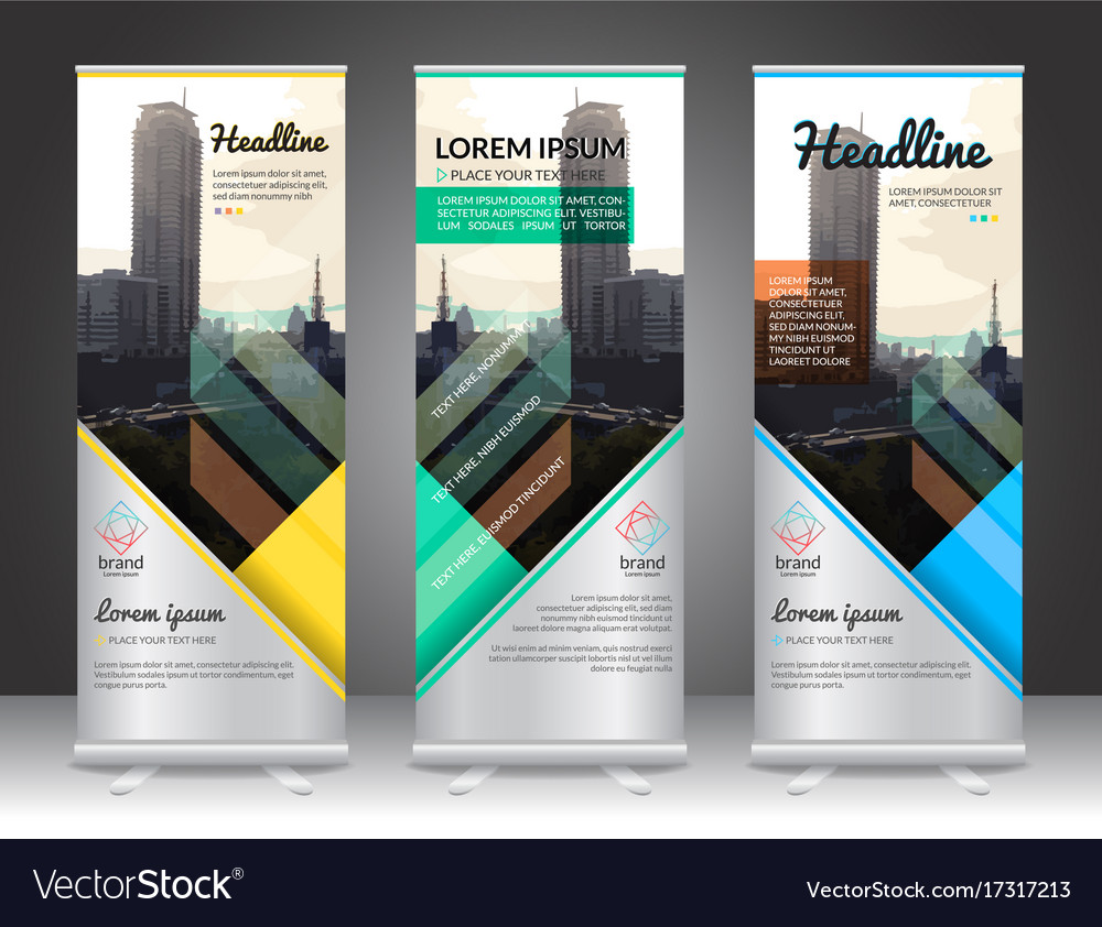 Set Of Vertical Abstract Display Banner Stand Vector Image