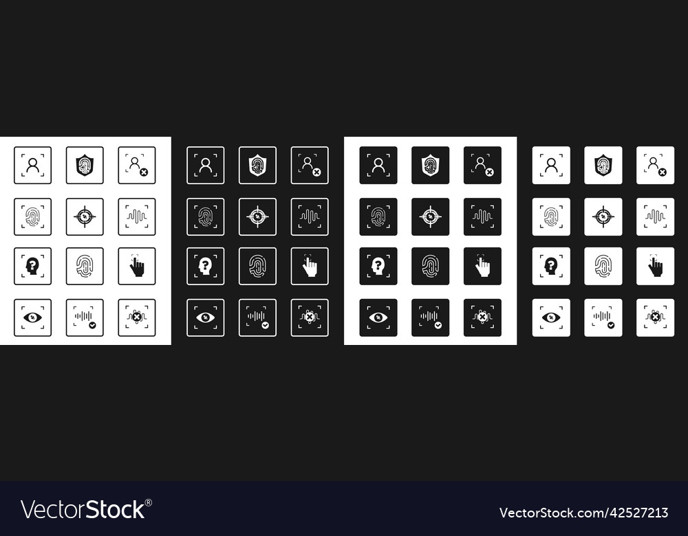 Set rejection face recognition eye scan vector image Set rejection face recognition eye scan