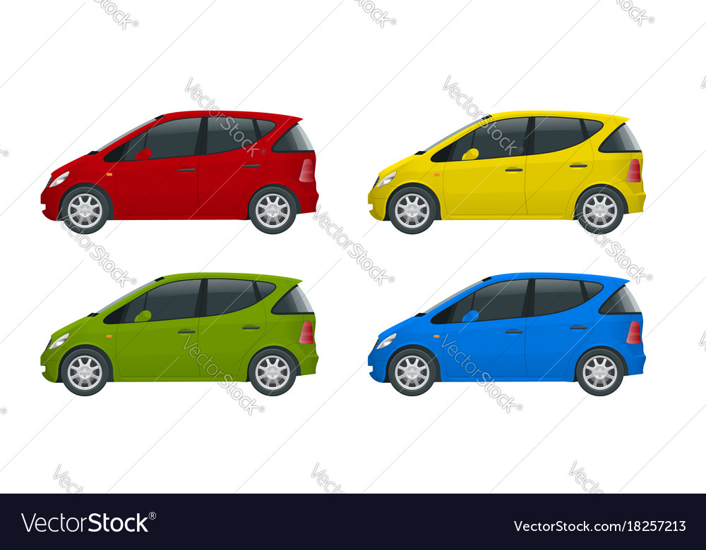 Small Compact Electric Vehicle Or Hybrid Cars Eco Vector Image