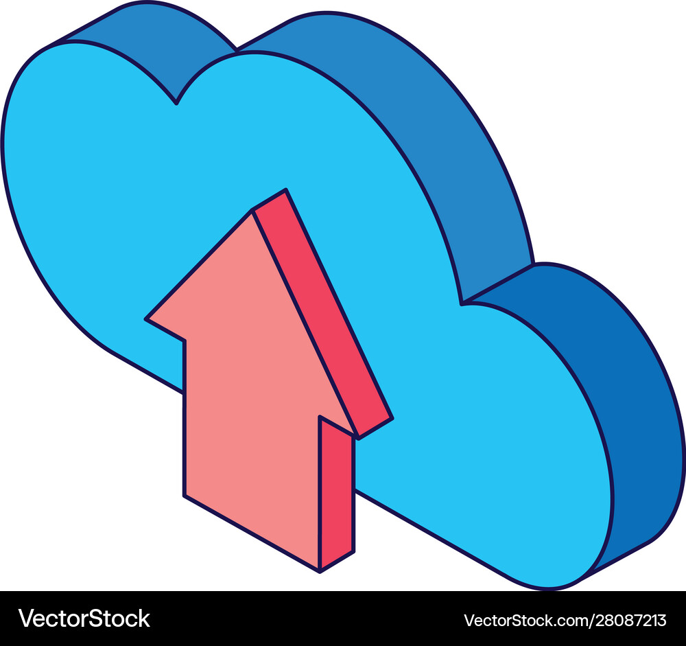 Storage cloud with upload arrow Royalty Free Vector Image
