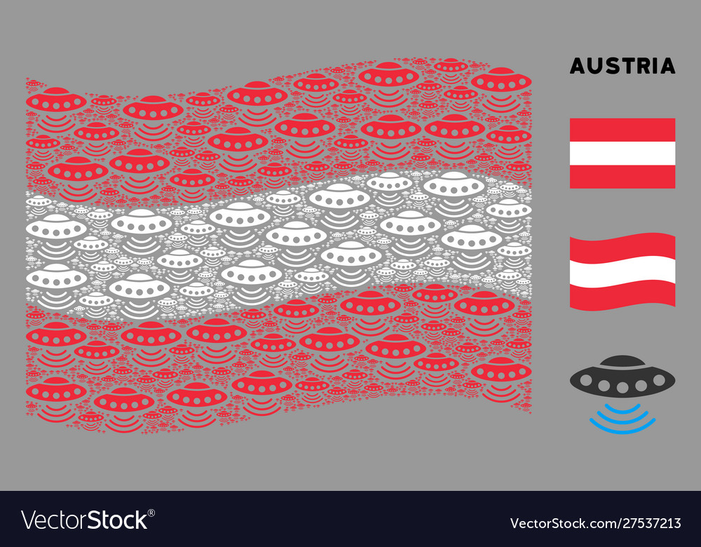 Waving austria flag pattern alien invasion