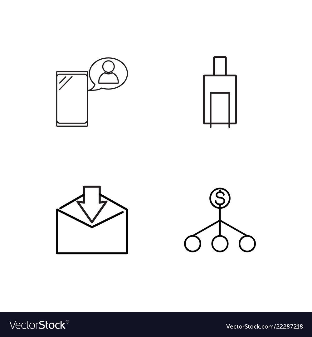 Business simple outlined icons set