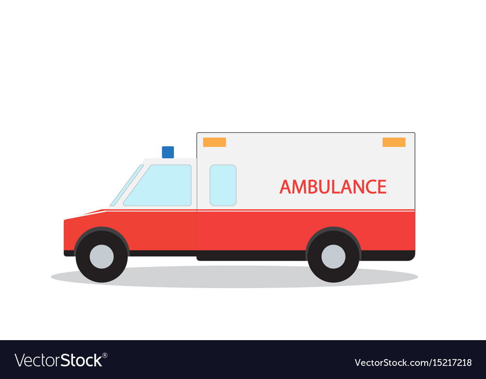 Colored emergency ambulance with siren flat design