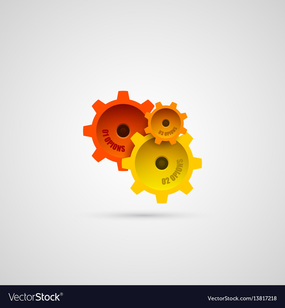 Colored gears in connection mechanism Royalty Free Vector