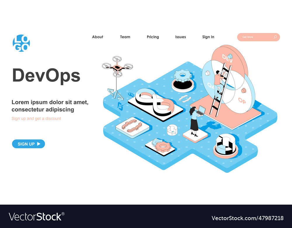 Devops isometric concept monitoring