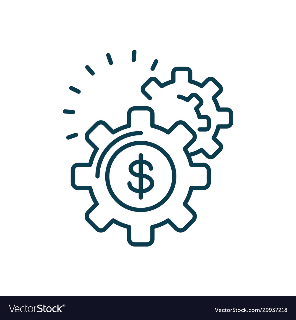 Gear wheels with money symbol line color style Vector Image