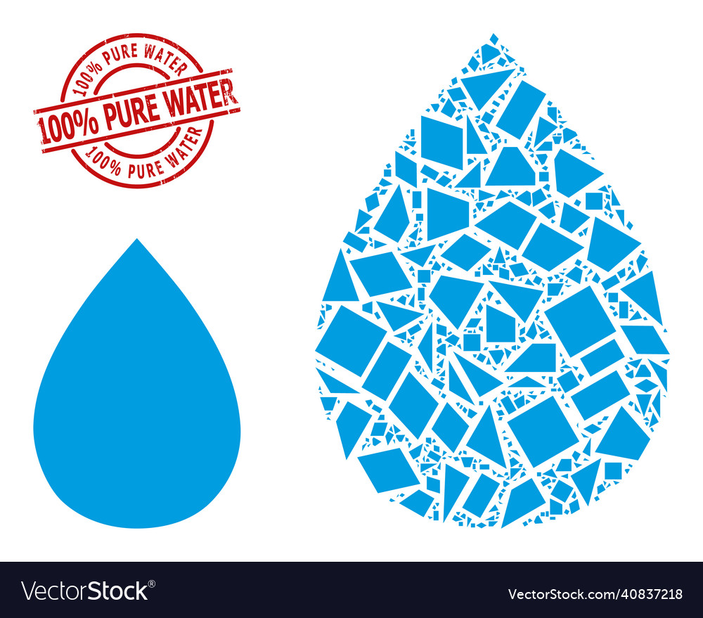 Geometric water drop icon mosaic and distress 100