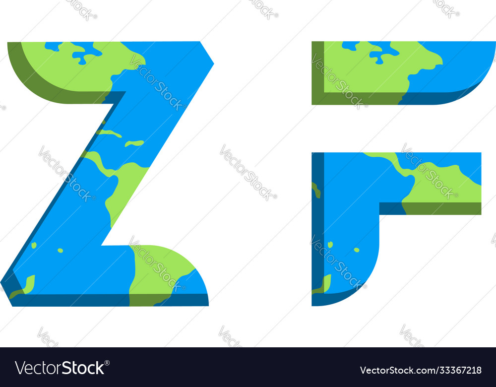 Initial zf logo design with world map style