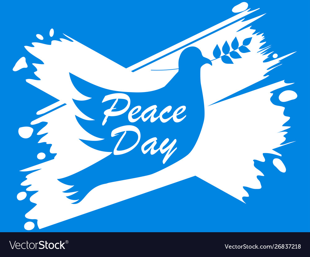 International peace day greeting card with dove