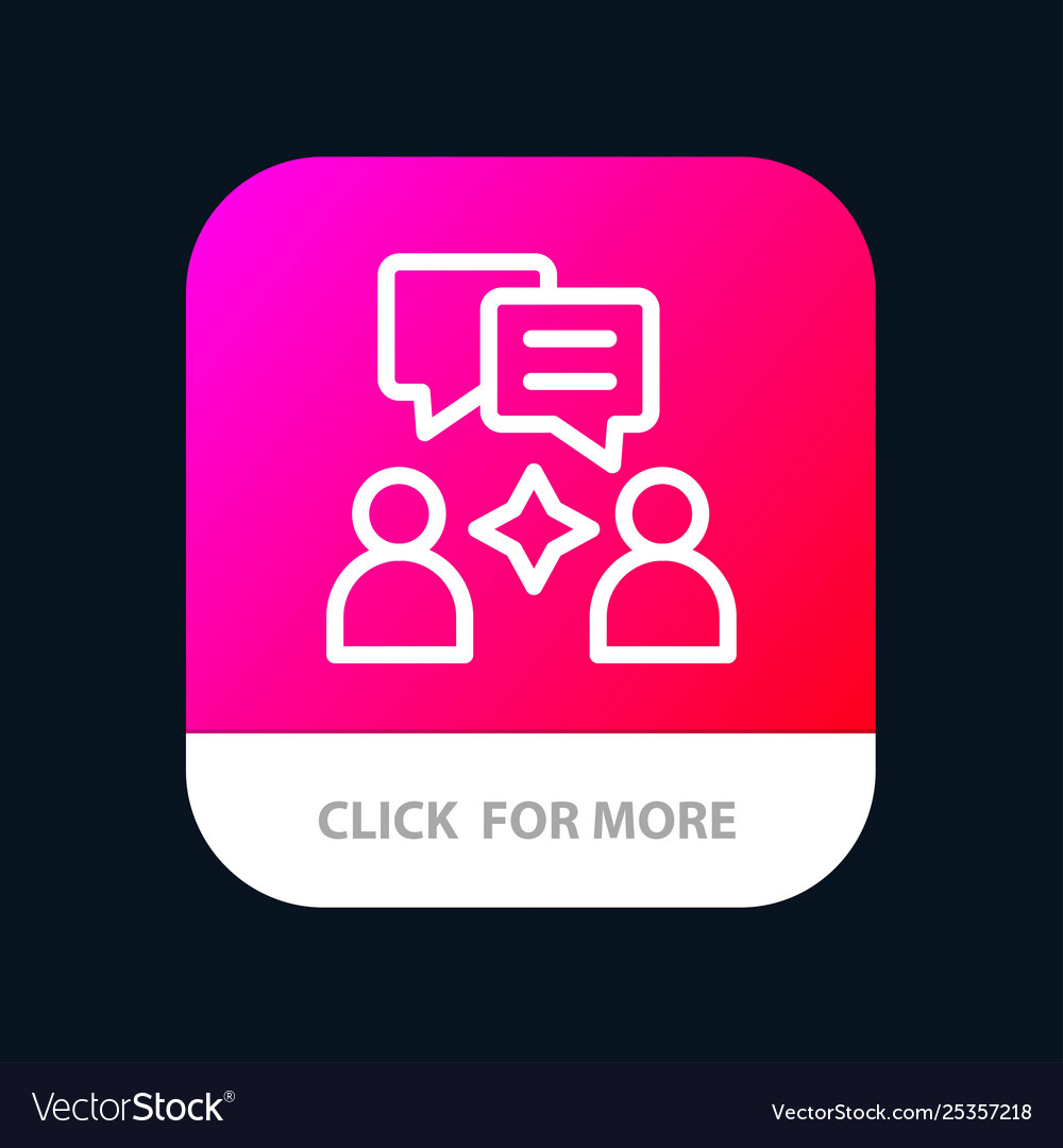 Man group chatting mobile app button android vector image Man group chatting mobile app button android
