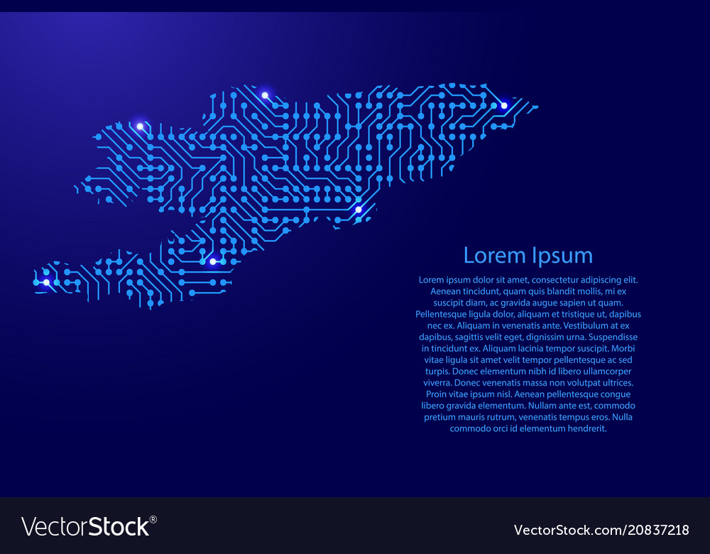 Map kyrgyzstan from printed board chip and radio