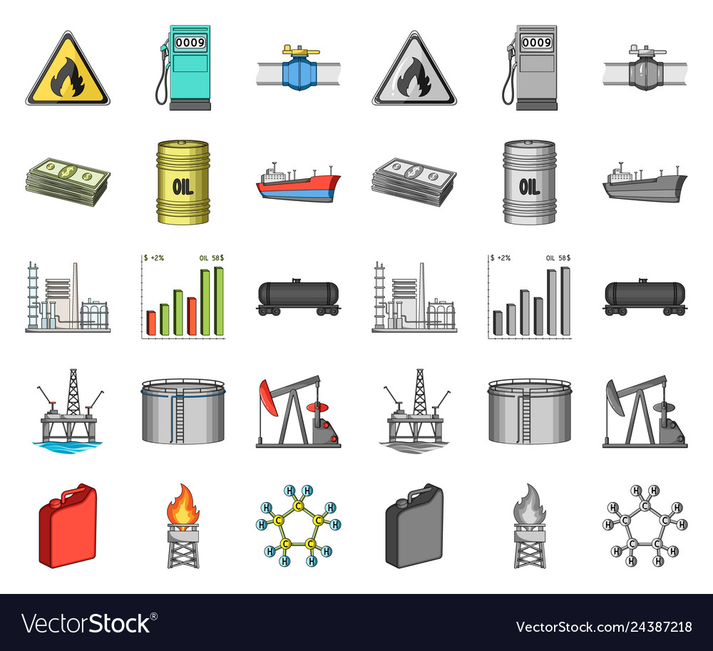 Oil industry cartoonmono icons in set collection Vector Image