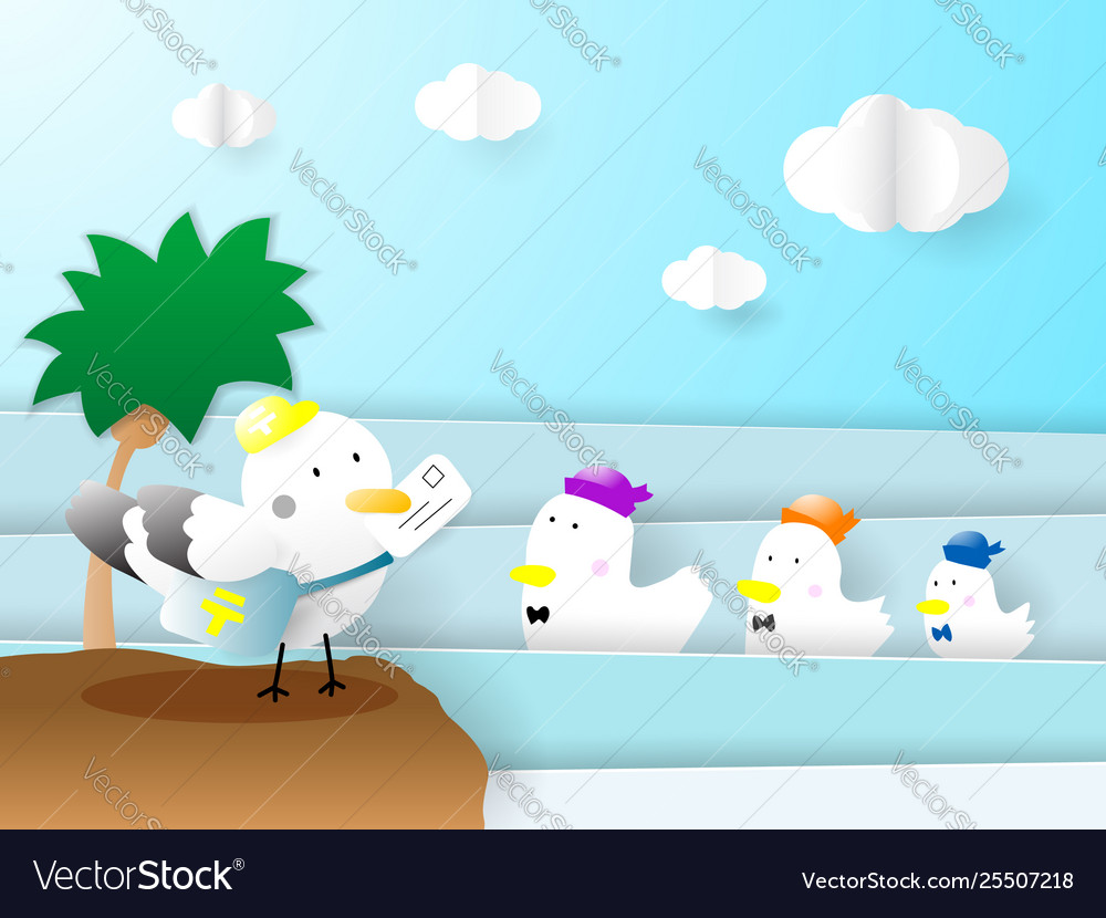 Postal birds paper art Royalty Free Vector Image