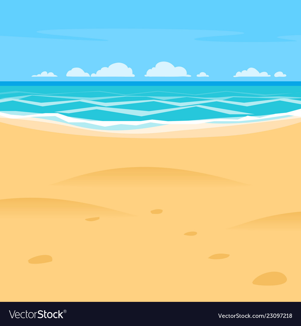 Sand beach simple cartoon style background sea Vector Image