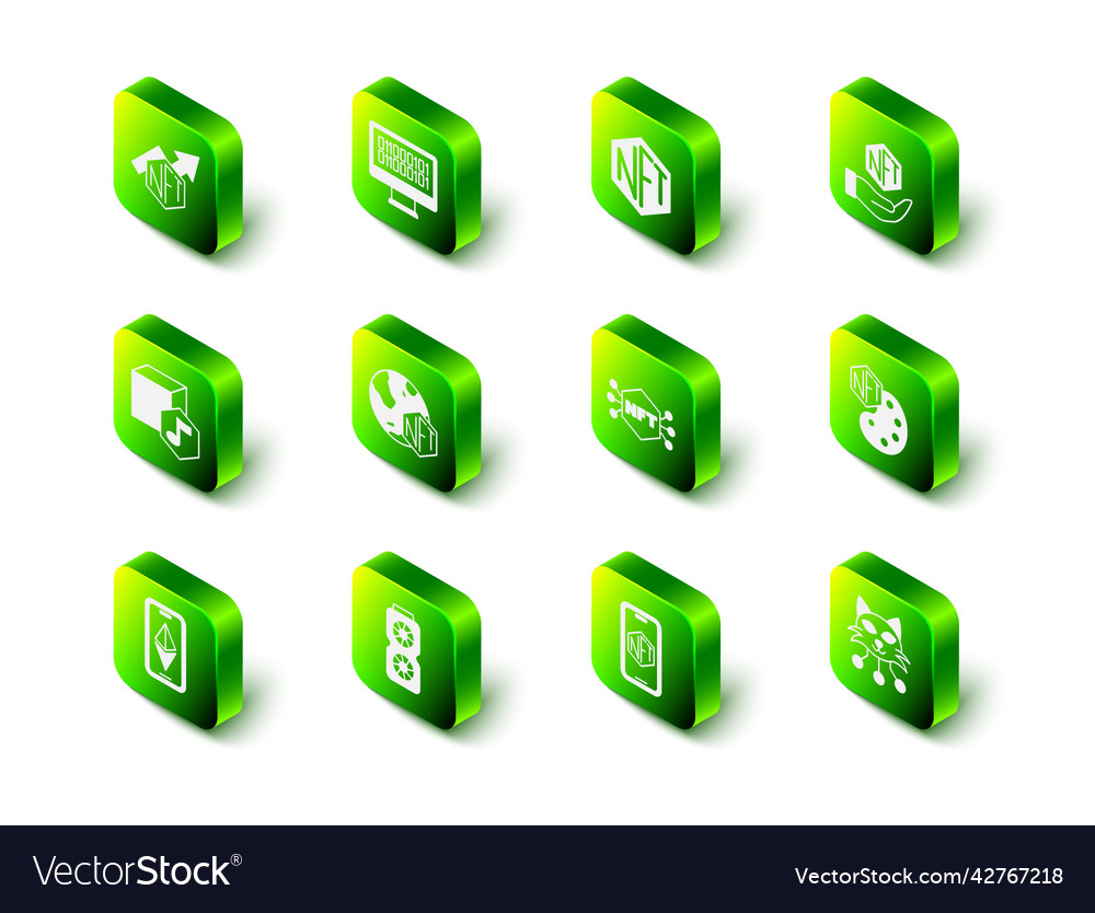 Set binary code nft digital crypto art mobile vector image Set binary code nft digital crypto art mobile