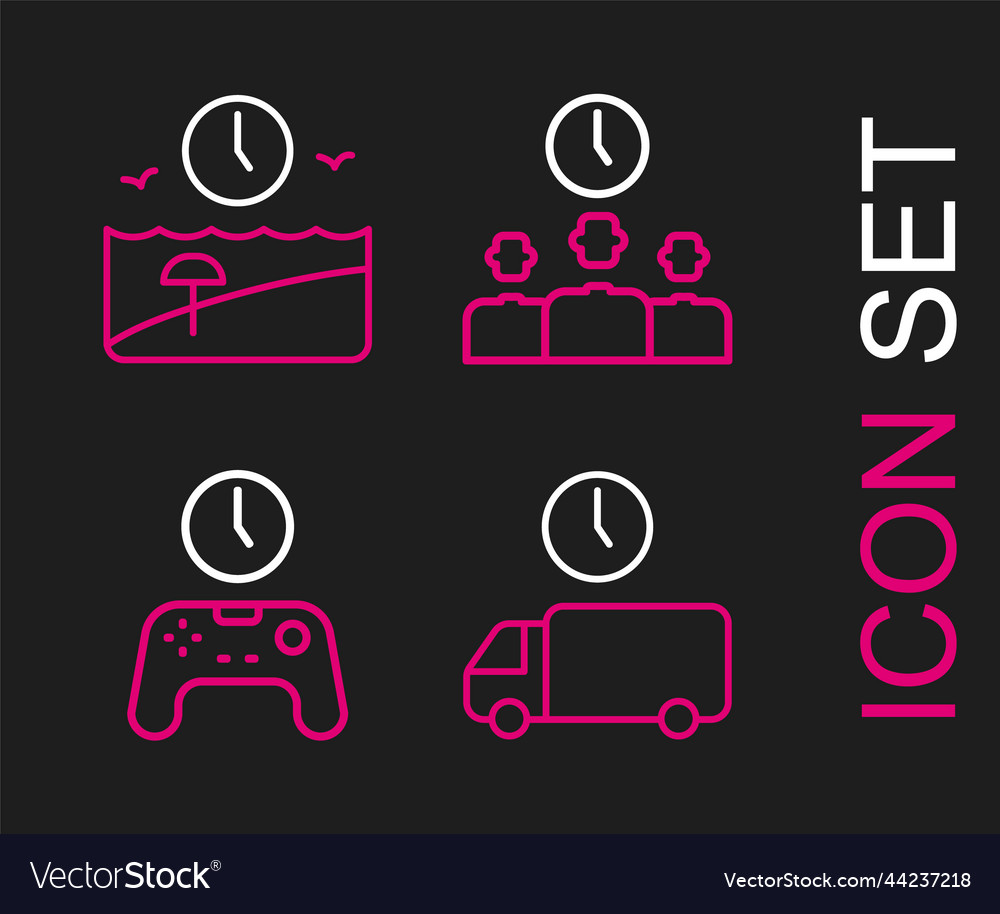 Set line delivery time gamepad vector image Set line delivery time gamepad