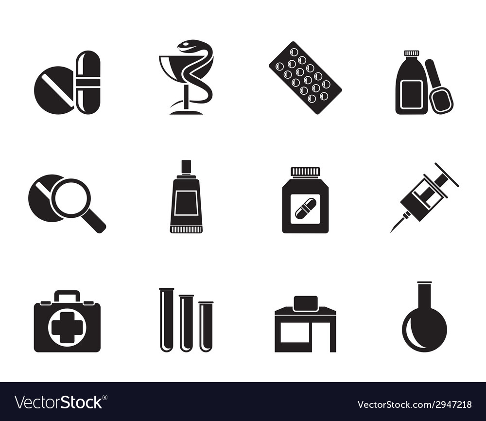 Silhouette pharmacy and medical icons