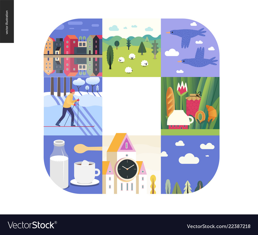 Simple things - color composition set vector image Simple things - color composition set