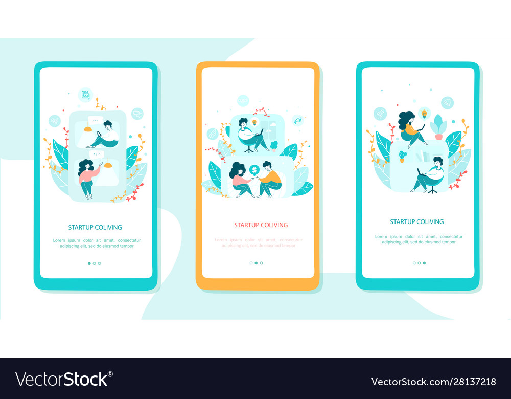 Startup coliving onboarding mobile app screen