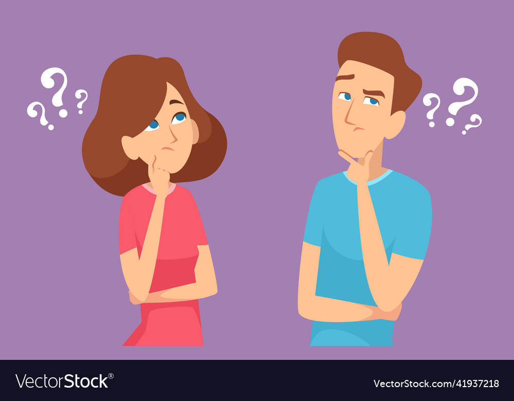 Thinking couple male and female characters Vector Image