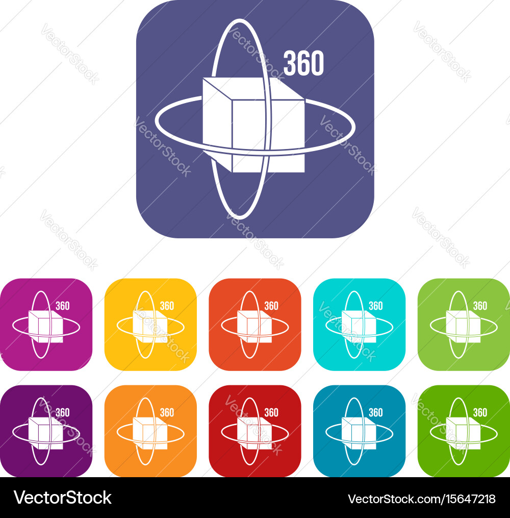 Virtual cube icons set flat Royalty Free Vector Image