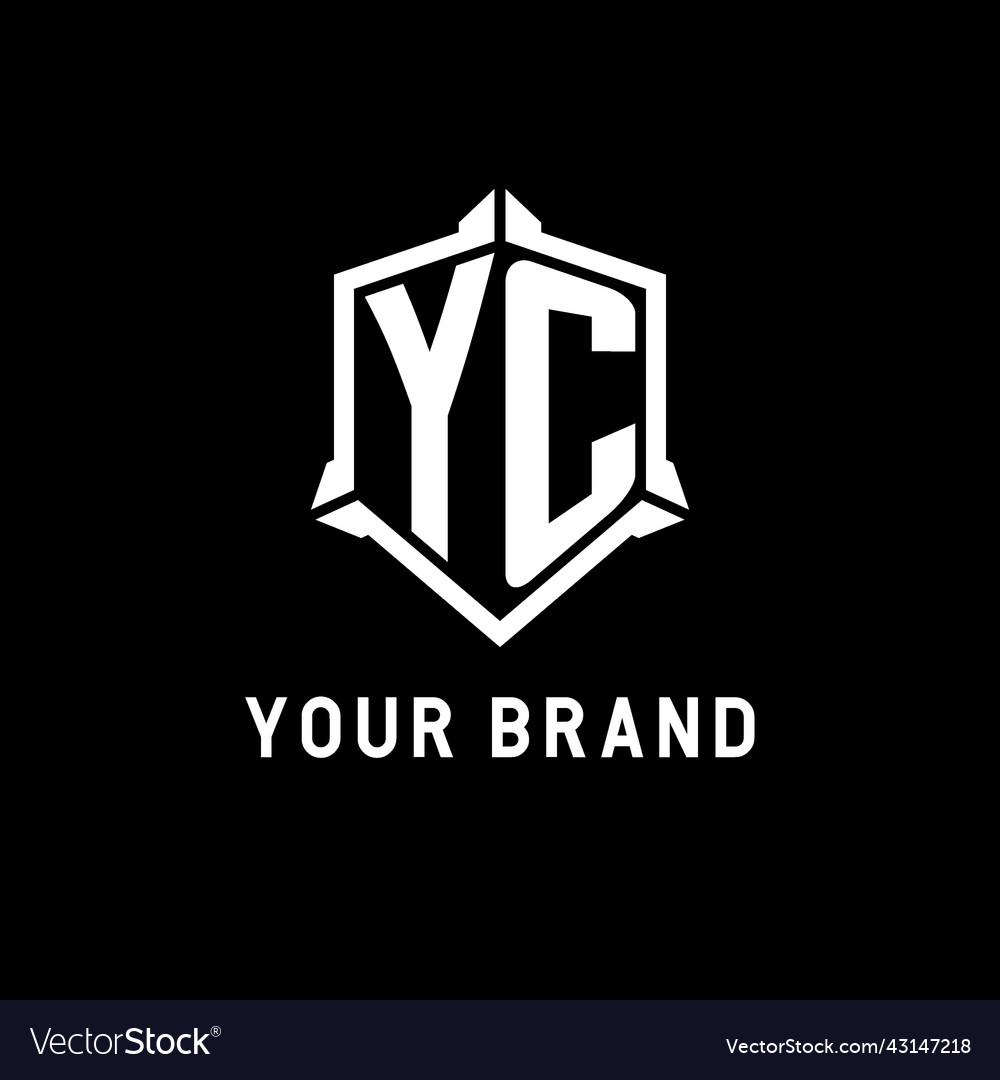 Yc logo initial with shield shape design style Vector Image Yc logo initial with shield shape design style