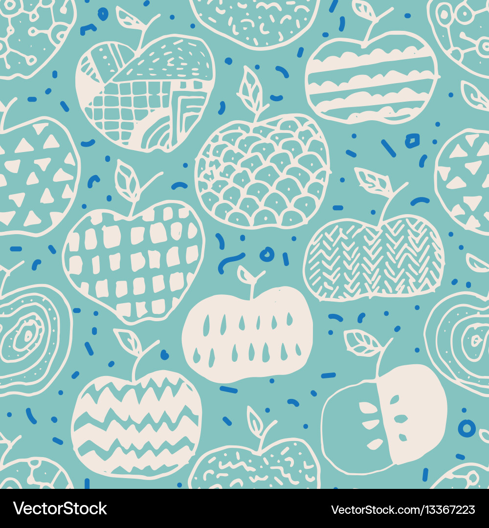 Apple doodle seamless pattern Royalty Free Vector Image