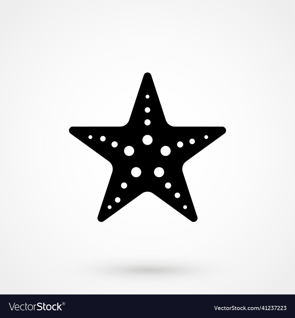 Black starfish icon isolated on white background