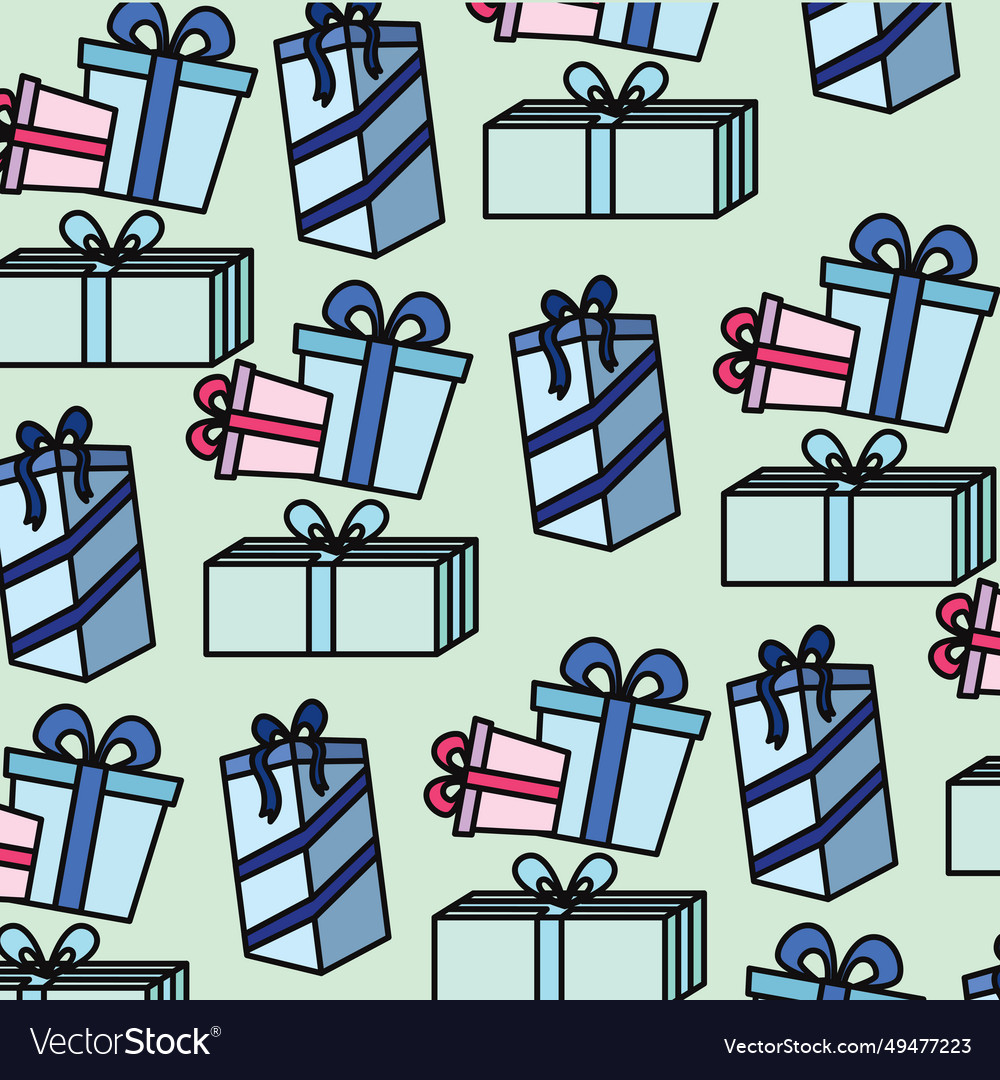 Colored present icons pattern background