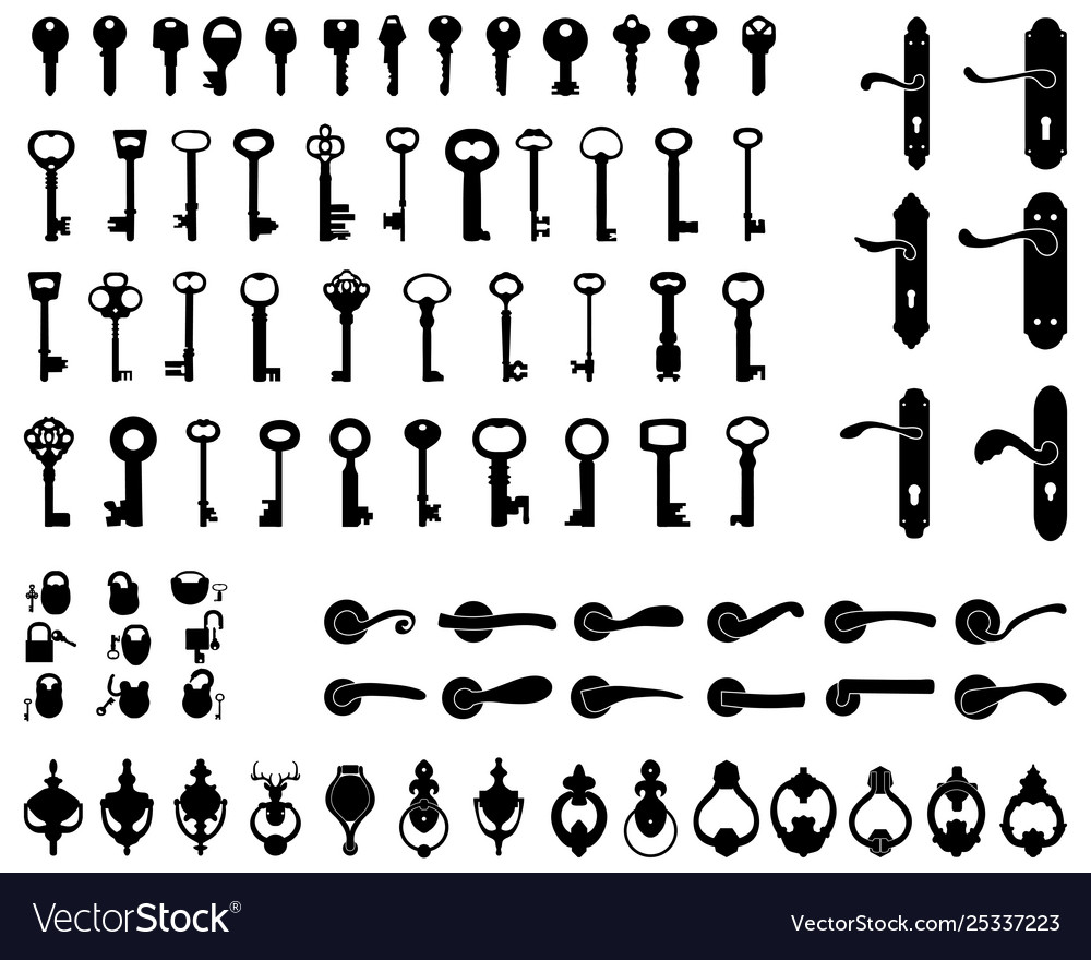 Door handle keys and padlocks Royalty Free Vector Image