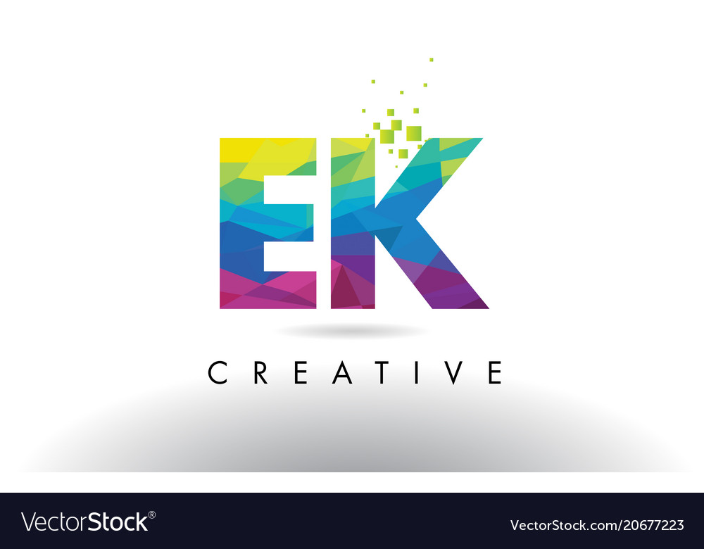 Ek e k colorful letter origami triangles design Vector Image