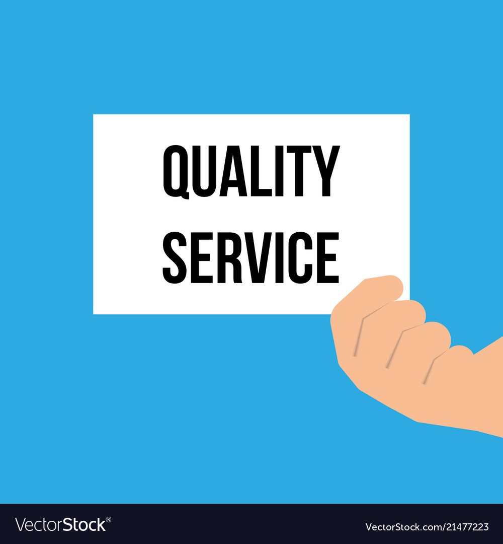 Man showing paper quality service text vector image Man showing paper quality service text
