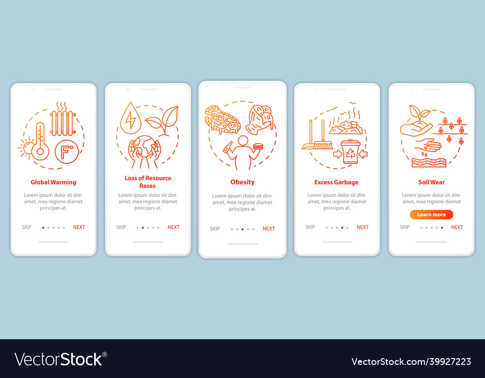 Overconsumption onboarding mobile app page screen