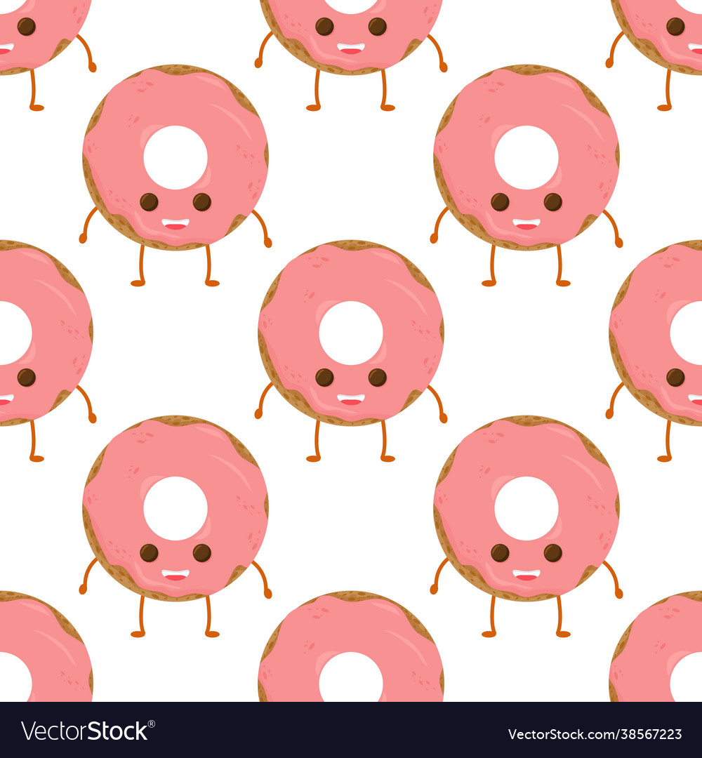 Pattern with funny character donut frosting