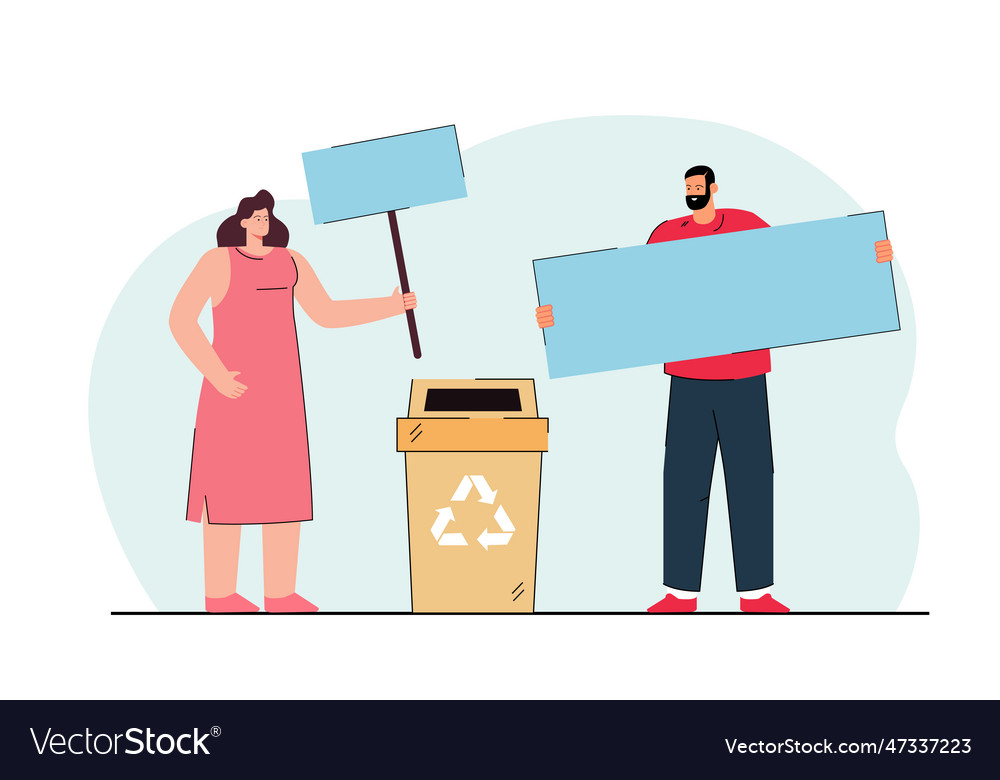 People holding placards supporting recycling Vector Image