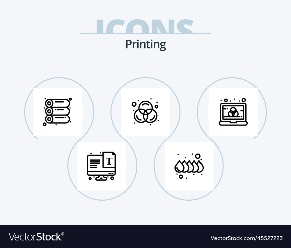 Printing line icon pack 5 design ready