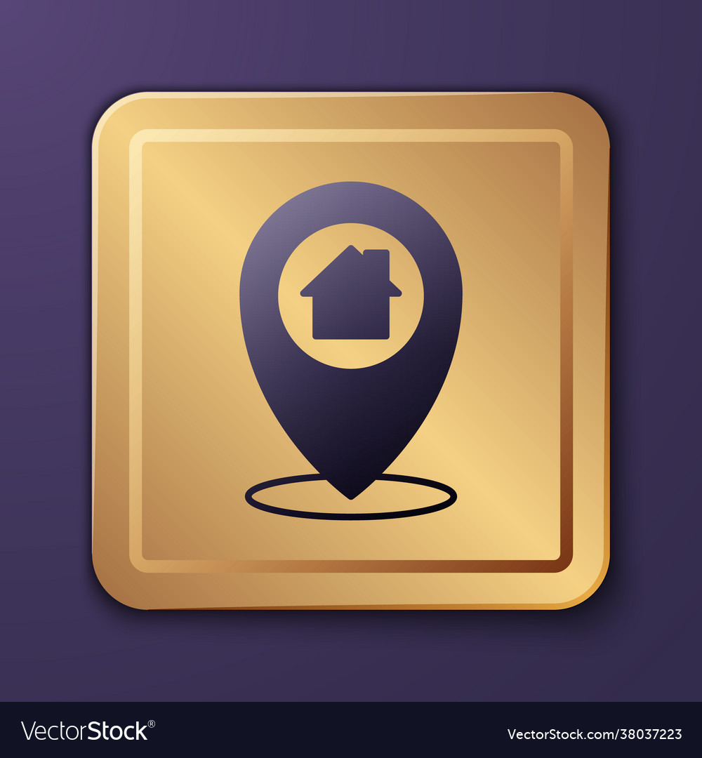 Purple map pointer with house icon isolated vector image Purple map pointer with house icon isolated