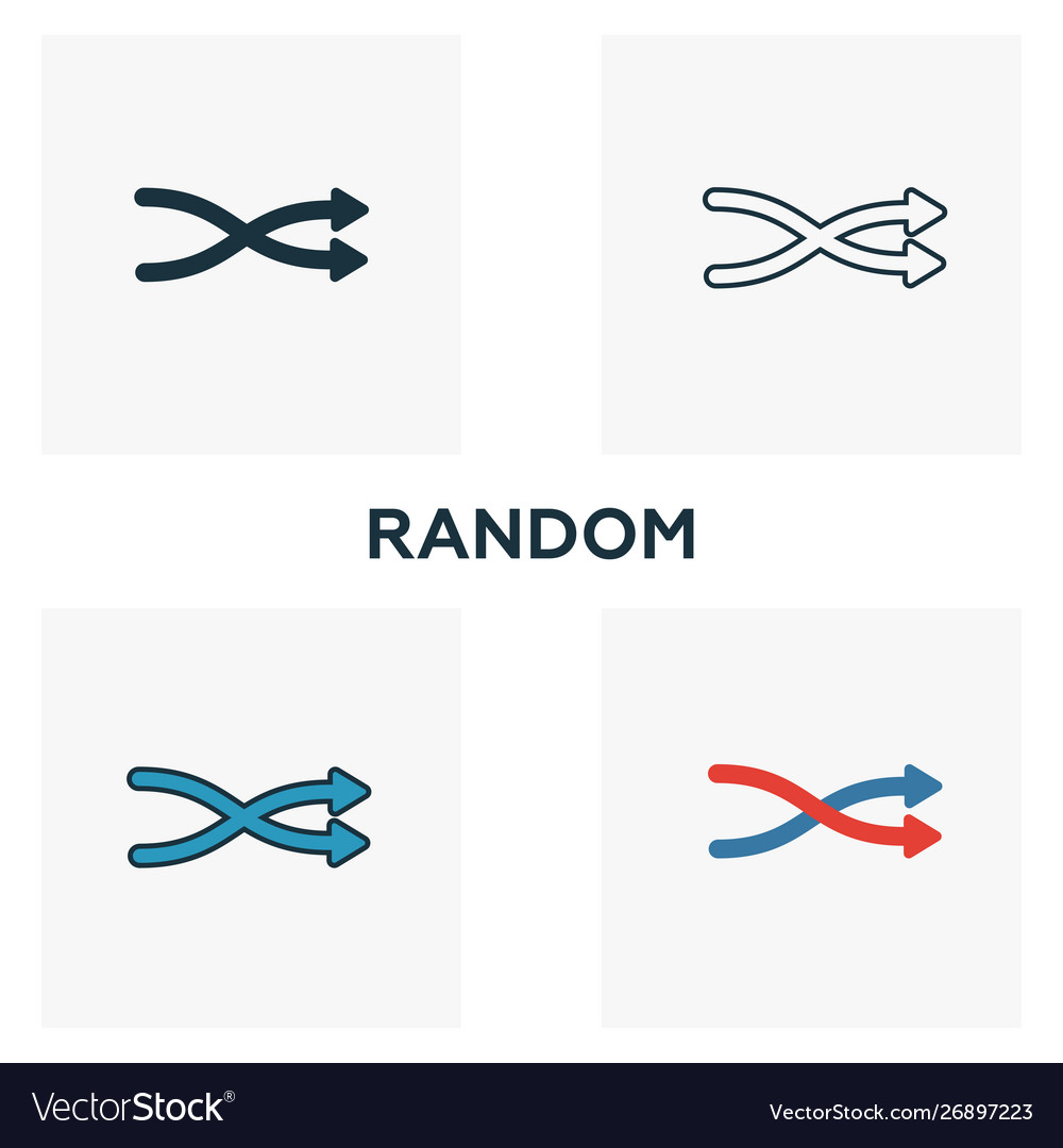 Random icon set four elements in different styles