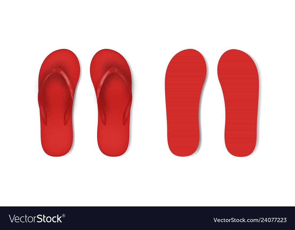 Red beach slippers icon vector image Red beach slippers icon