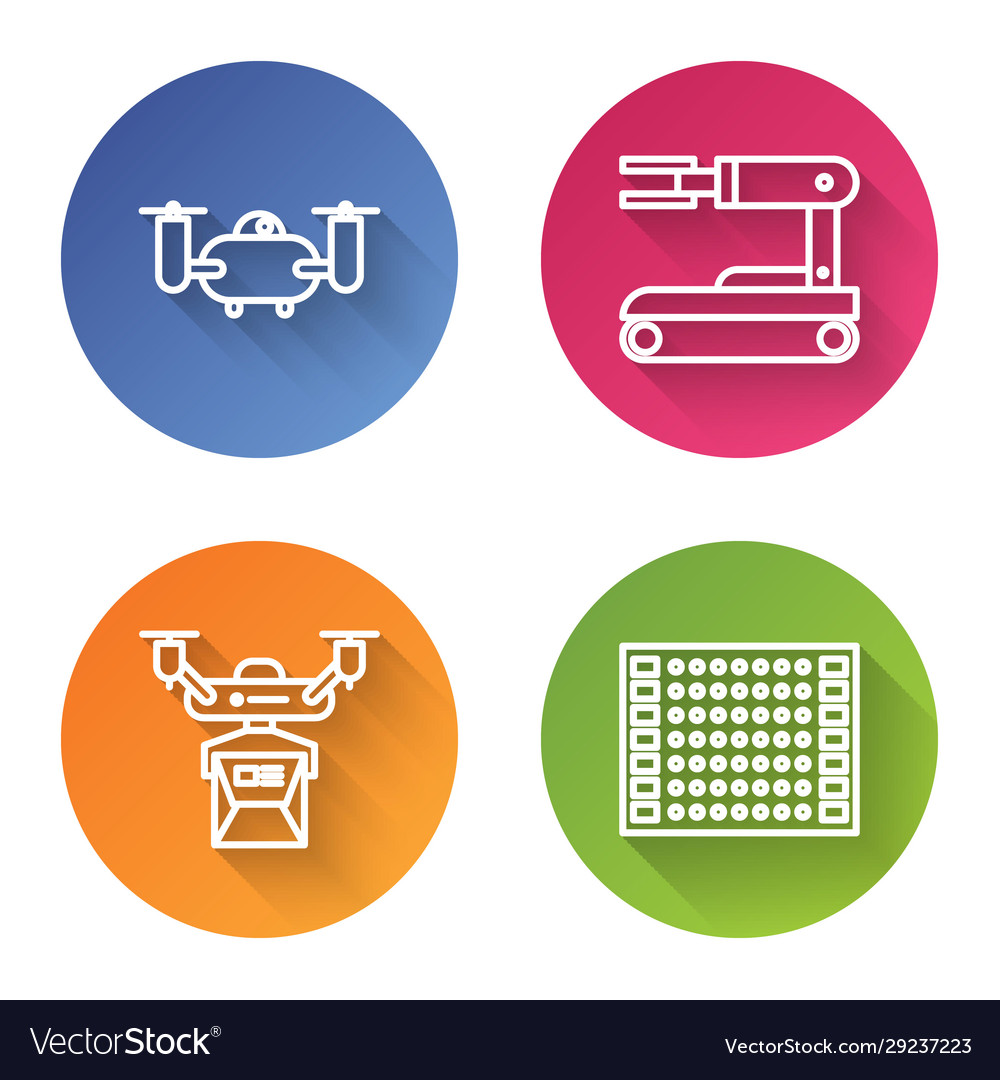 Set line drone flying with action camera robot vector image Set line drone flying with action camera robot