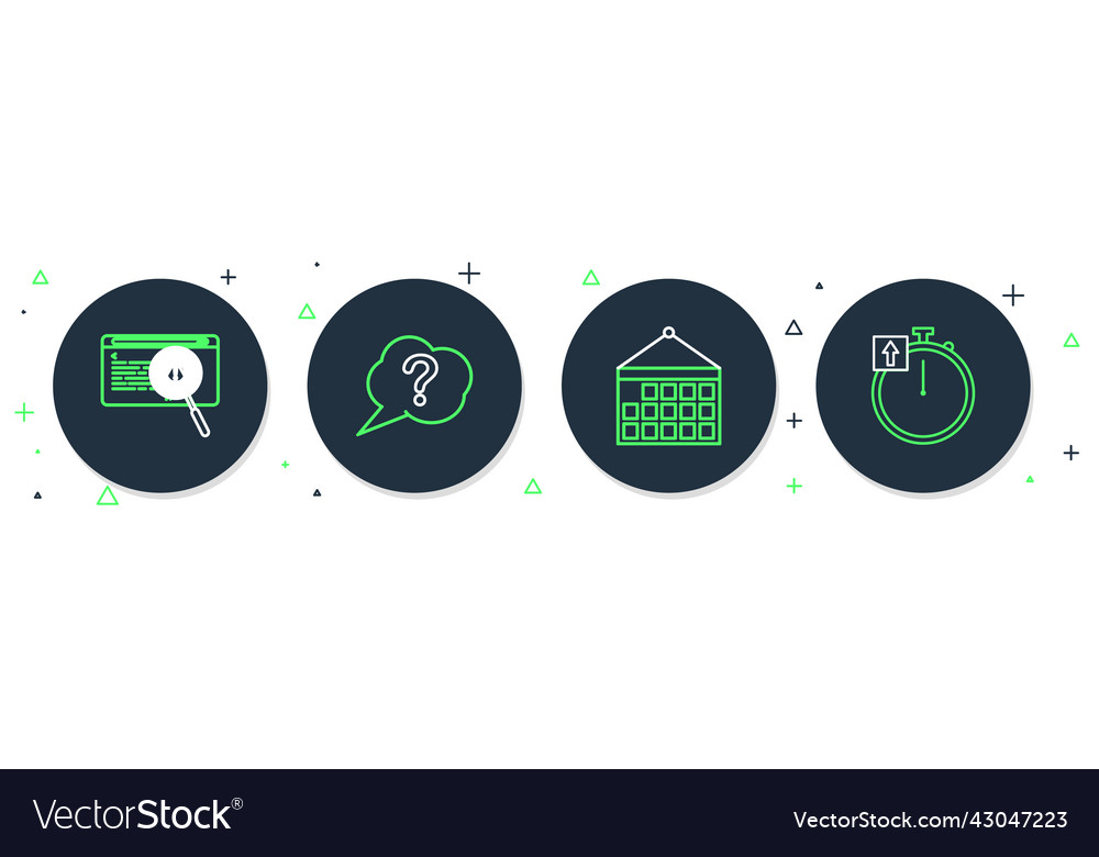 Set line speech bubble question calendar system vector image Set line speech bubble question calendar system