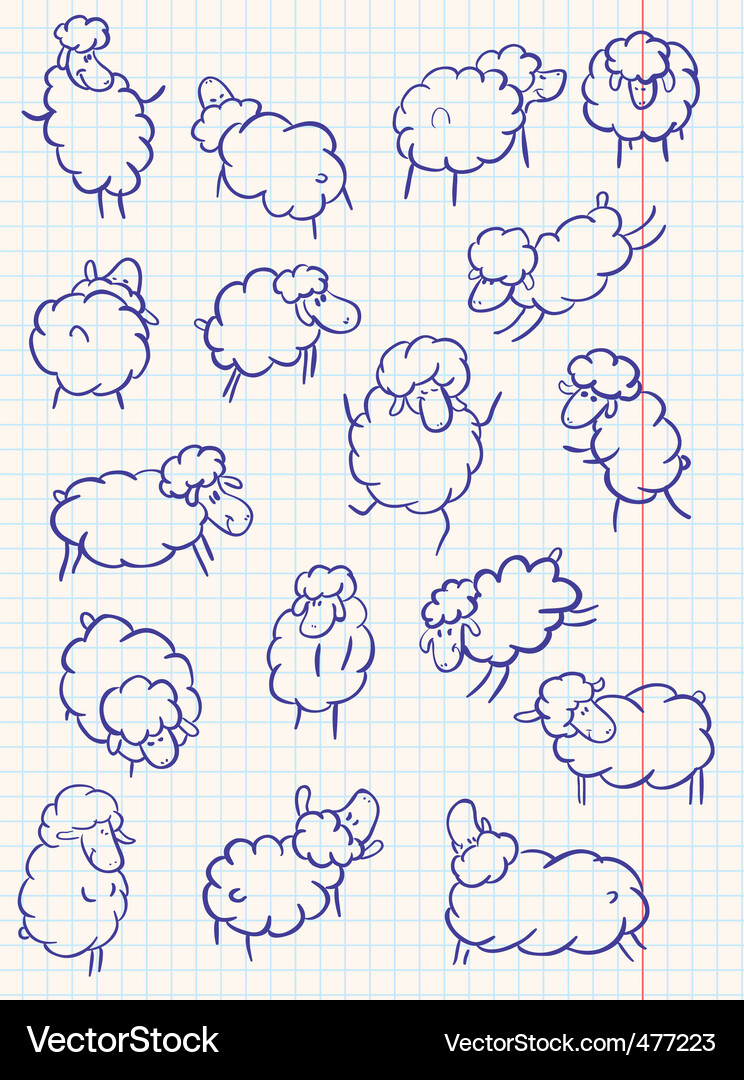 Sheep set Royalty Free Vector Image - VectorStock