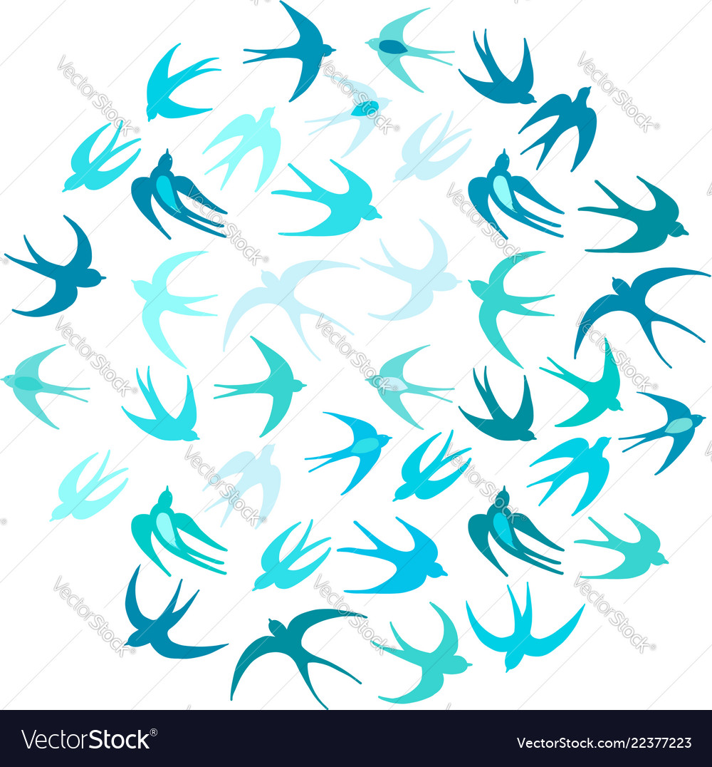 Swallows circle frame for your design vector image Swallows circle frame for your design