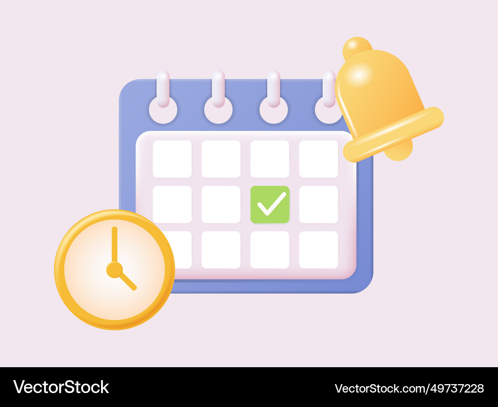 3d calendar icon daily schedule planner Royalty Free Vector