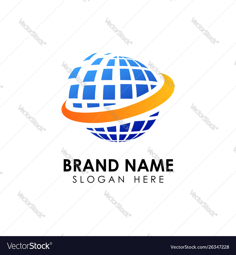 3d digital globe logo design icon symbol Vector Image