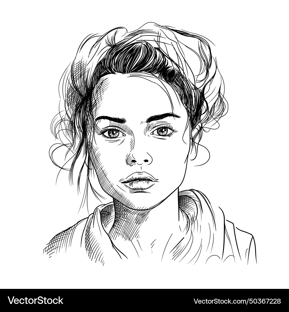 Black and white female portrait Royalty Free Vector Image