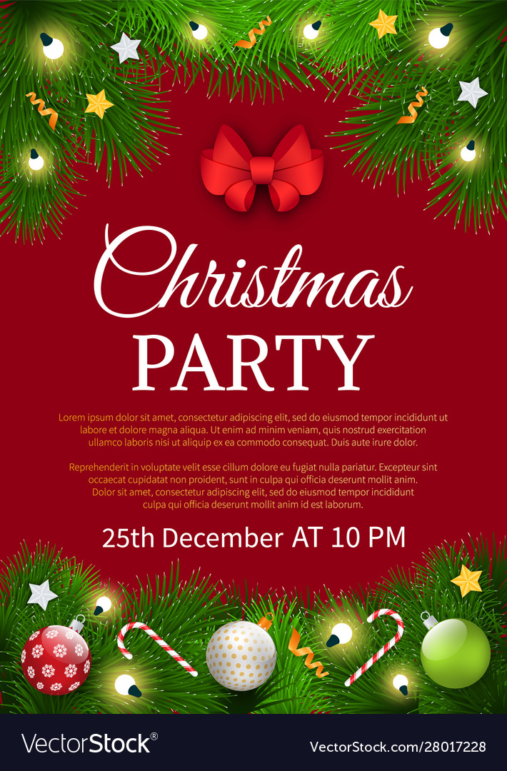 Christmas Party Invitation Poster Sample Card Vector Image