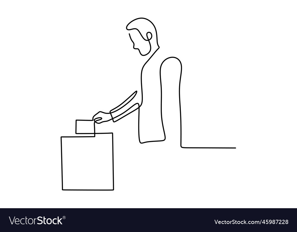 Continuous single line of a businessman inserting