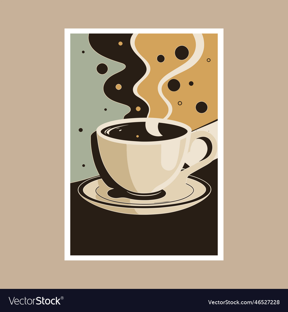 Cup of coffee in flat style art print poster Vector Image