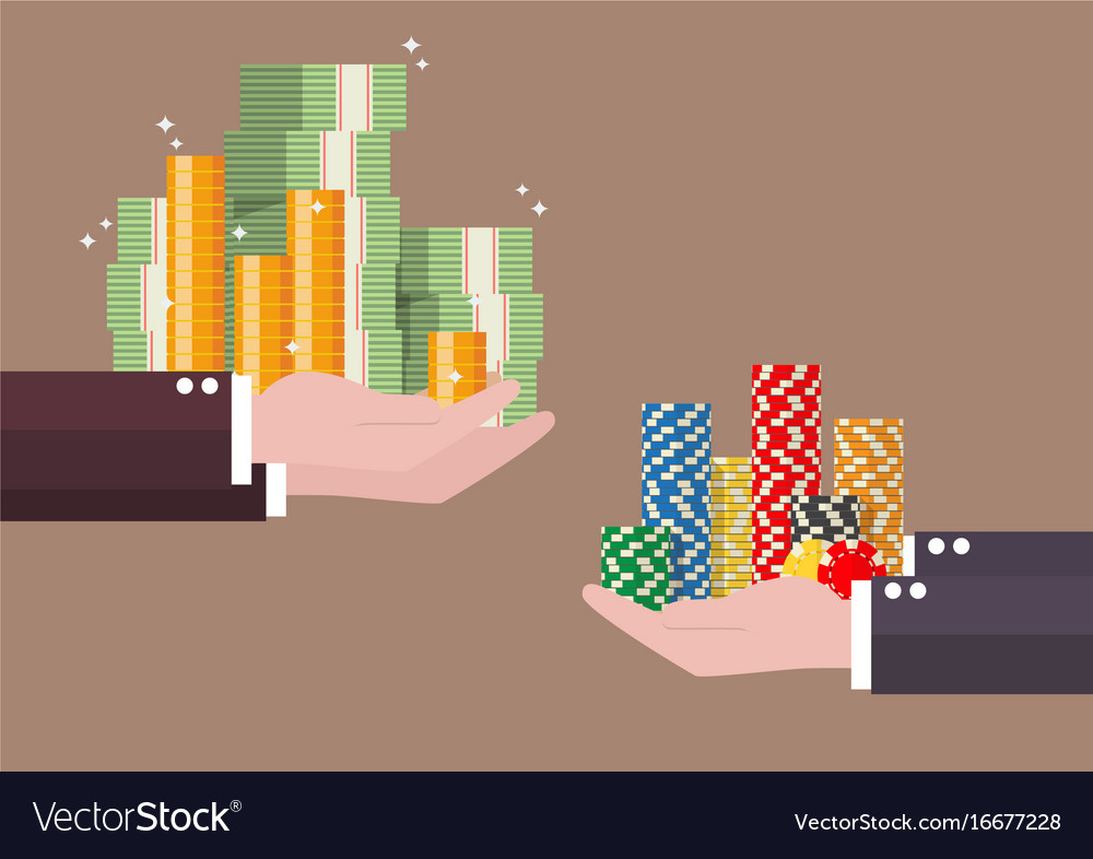 Exchange of cash money and casino chips Royalty Free Vector